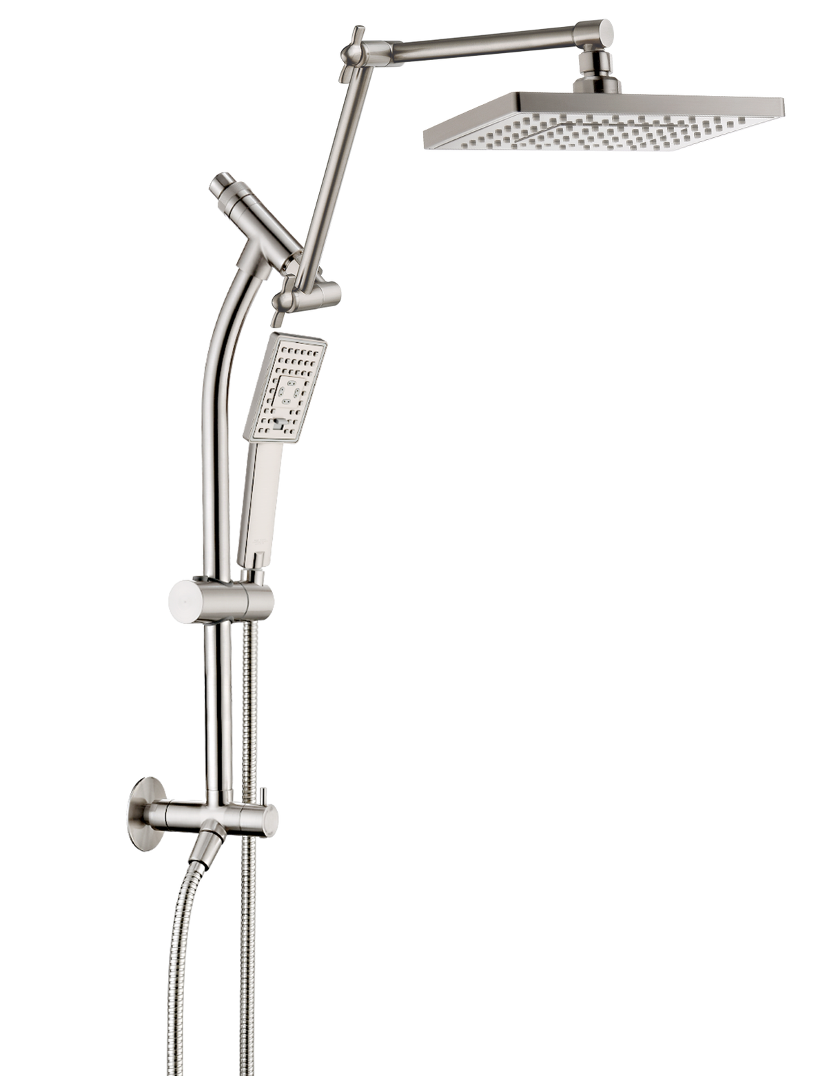 Rainfall Shower Head with Handheld Set-Solid Brass Slide Bar,Holder, Extension Arm and 60" Hose