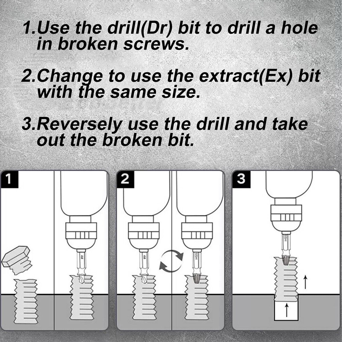 22Pcs Damaged Screw Extractor Speed Out Drill Bits Tool Set Broken Bolt Remover