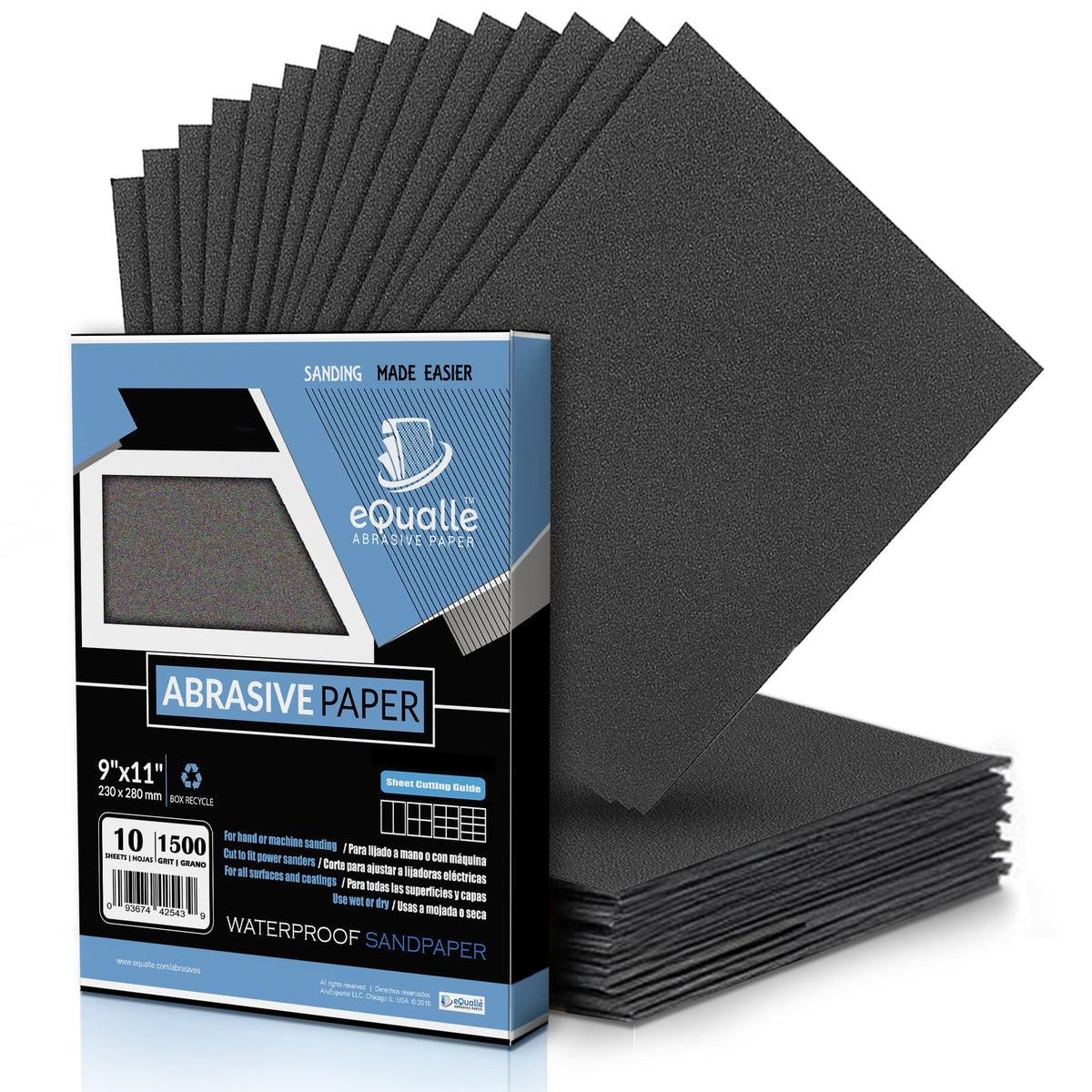 1500 Grit Sandpaper Sheets – 10 Pack, 9x11 in, Wet or Dry Use