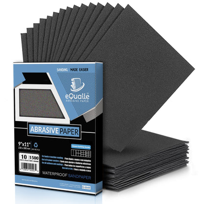 1500 Grit Sandpaper Sheets – 10 Pack, 9x11 in, Wet or Dry Use