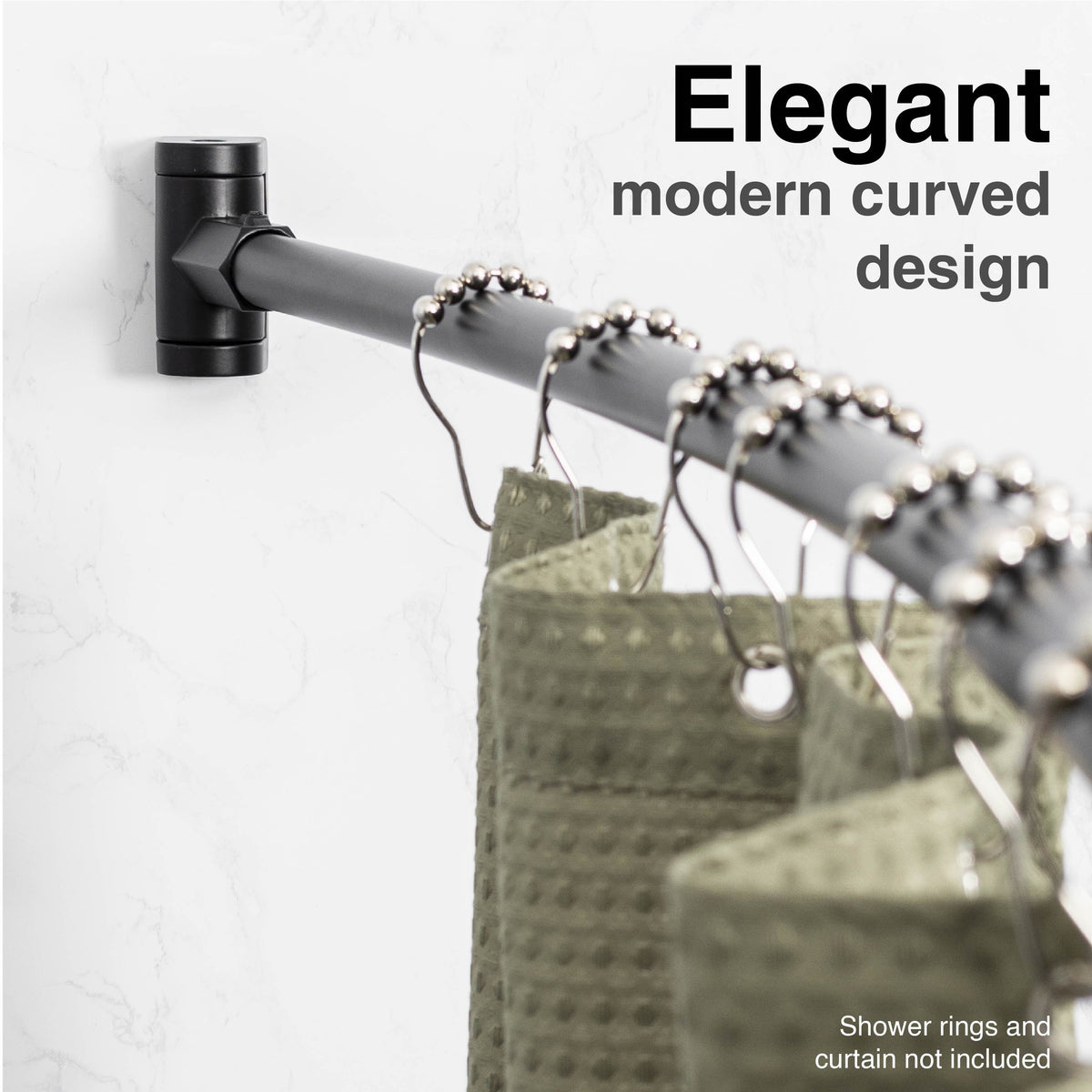 36 in. to 61 in. Curved Shower Rod (Black Finish)