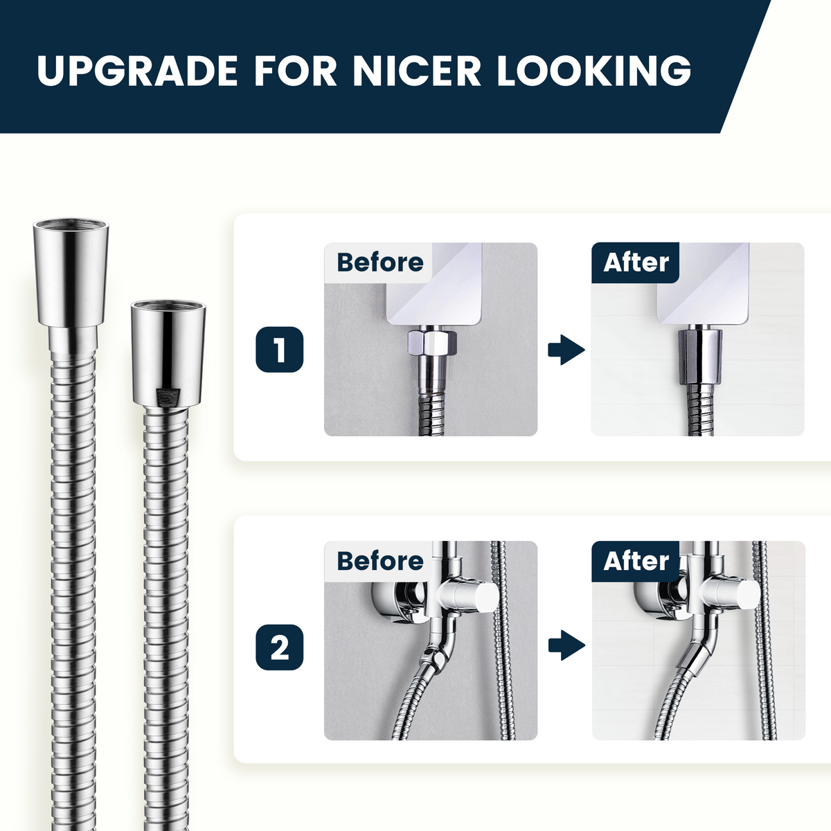 118-Inch Extra Long Stainless Steel Handheld Shower Hose with 360° Swivel