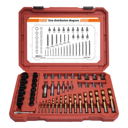49-Piece Bolt and Screw Extractor Set with Drill Bits for Professional Auto Repair