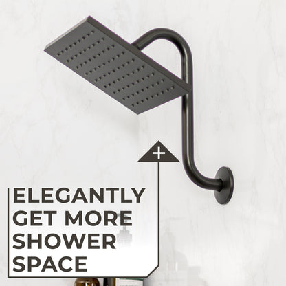 10.5 in. S-Shaped Stainless Steel Shower Head Extension Arm (Black Finish)