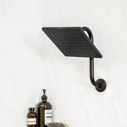10.5 in. S-Shaped Stainless Steel Shower Head Extension Arm (Black Finish)