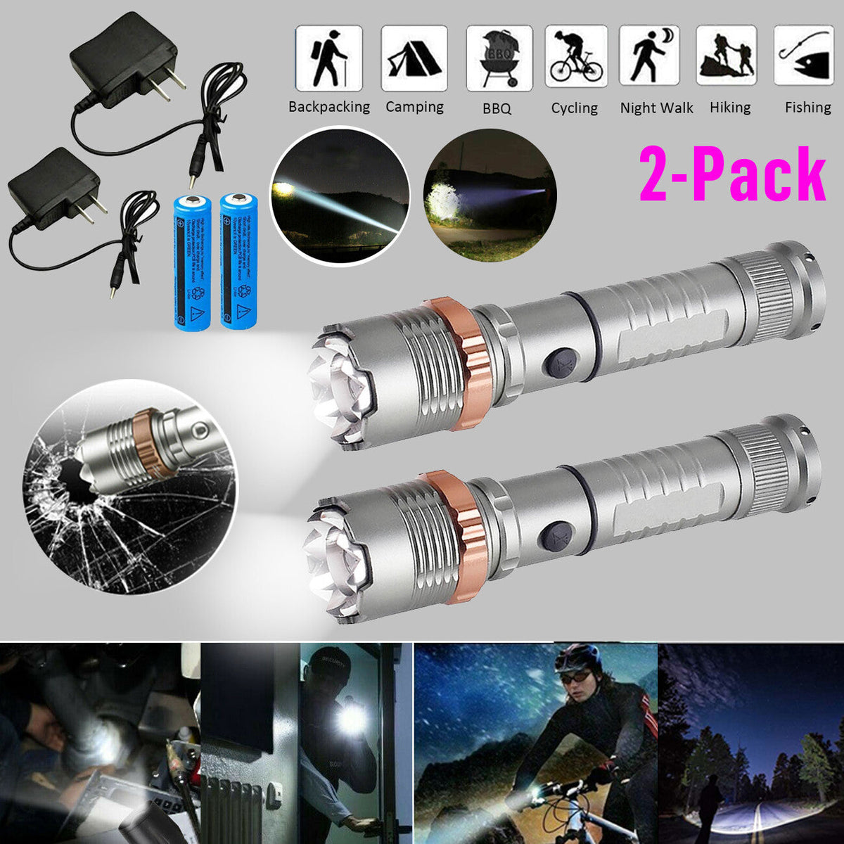 LED Flashlight Rechargeable Work Light