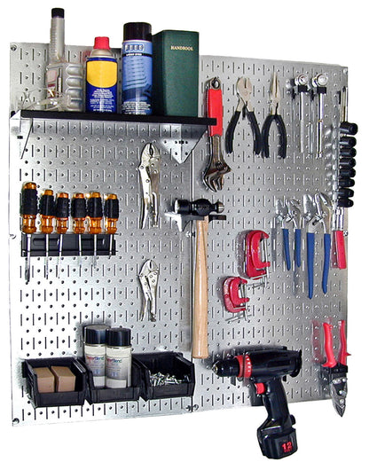 Metal Pegboard Utility Tool Storage Kit - Metallic Pegboard with Accessories