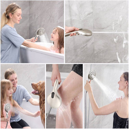Dual Shower Head with Adjustable Extension Arm, 3-Way Diverter and Hose