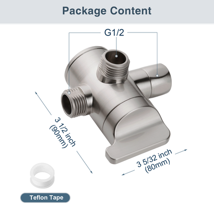 3-Way Shower Head Diverter Valve for Handheld and Fixed Shower Heads