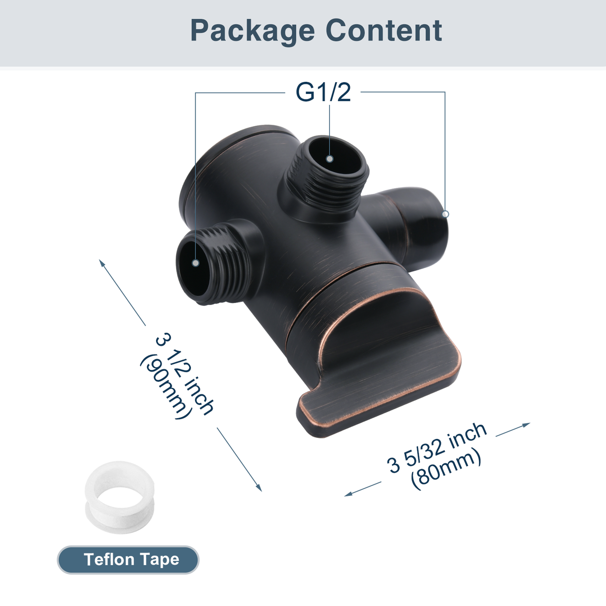 3-Way Shower Head Diverter Valve for Handheld and Fixed Shower Heads