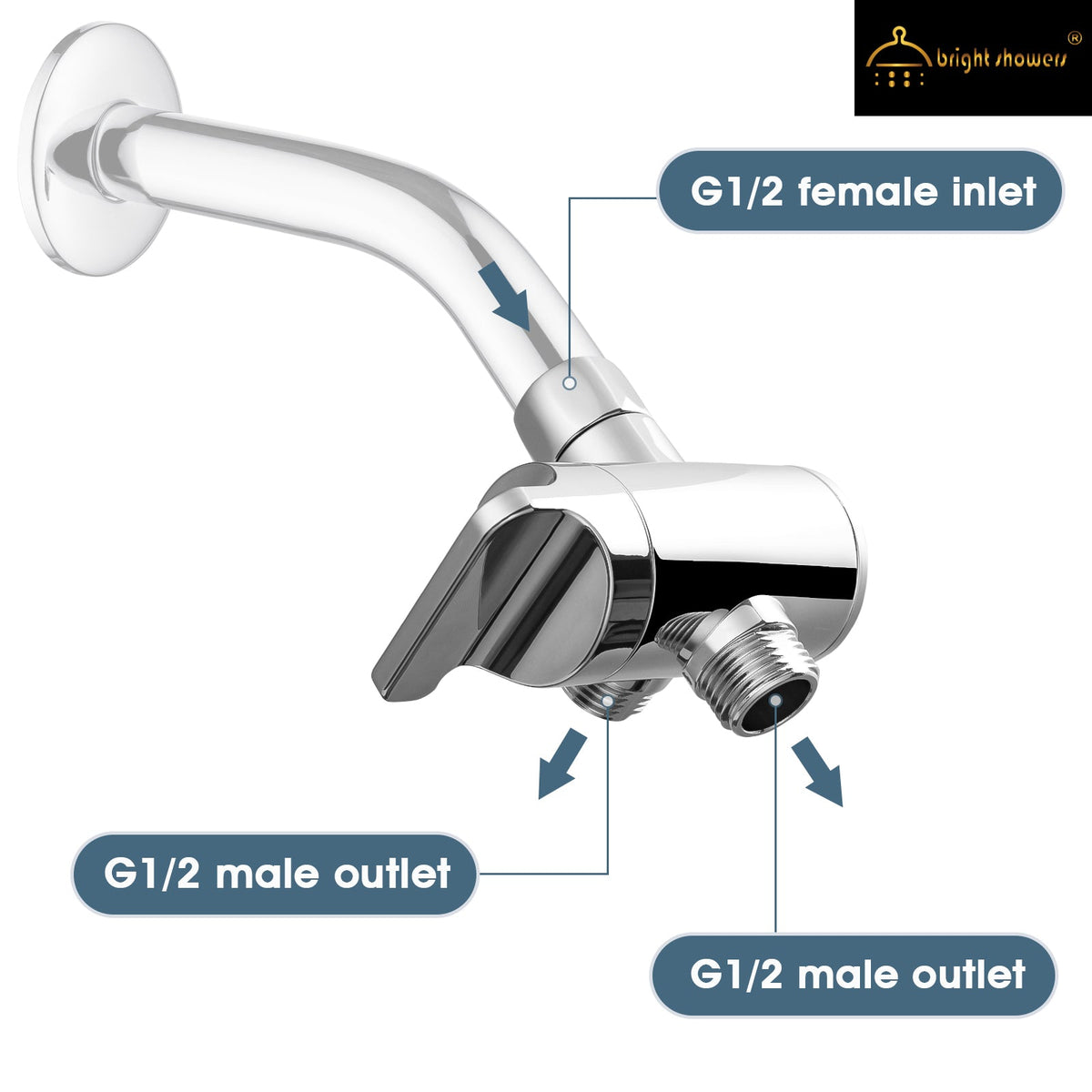3-Way Shower Head Diverter Valve for Handheld and Fixed Shower Heads