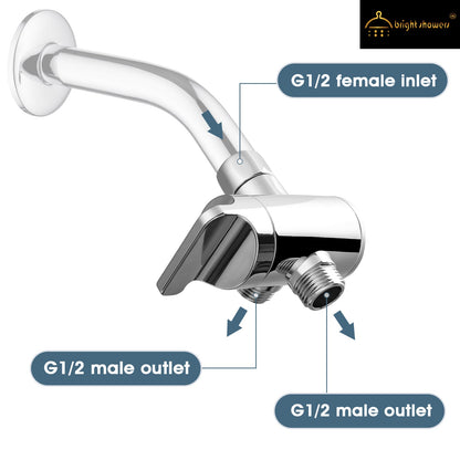 3-Way Shower Head Diverter Valve for Handheld and Fixed Shower Heads