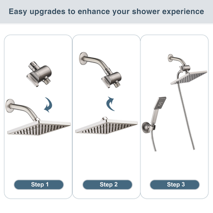 3-Way Shower Head Diverter Valve for Handheld and Fixed Shower Heads