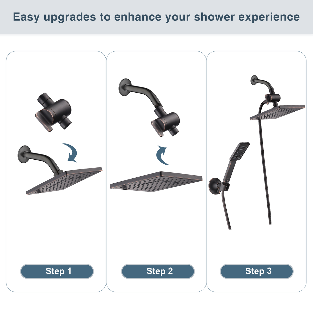 3-Way Shower Head Diverter Valve for Handheld and Fixed Shower Heads