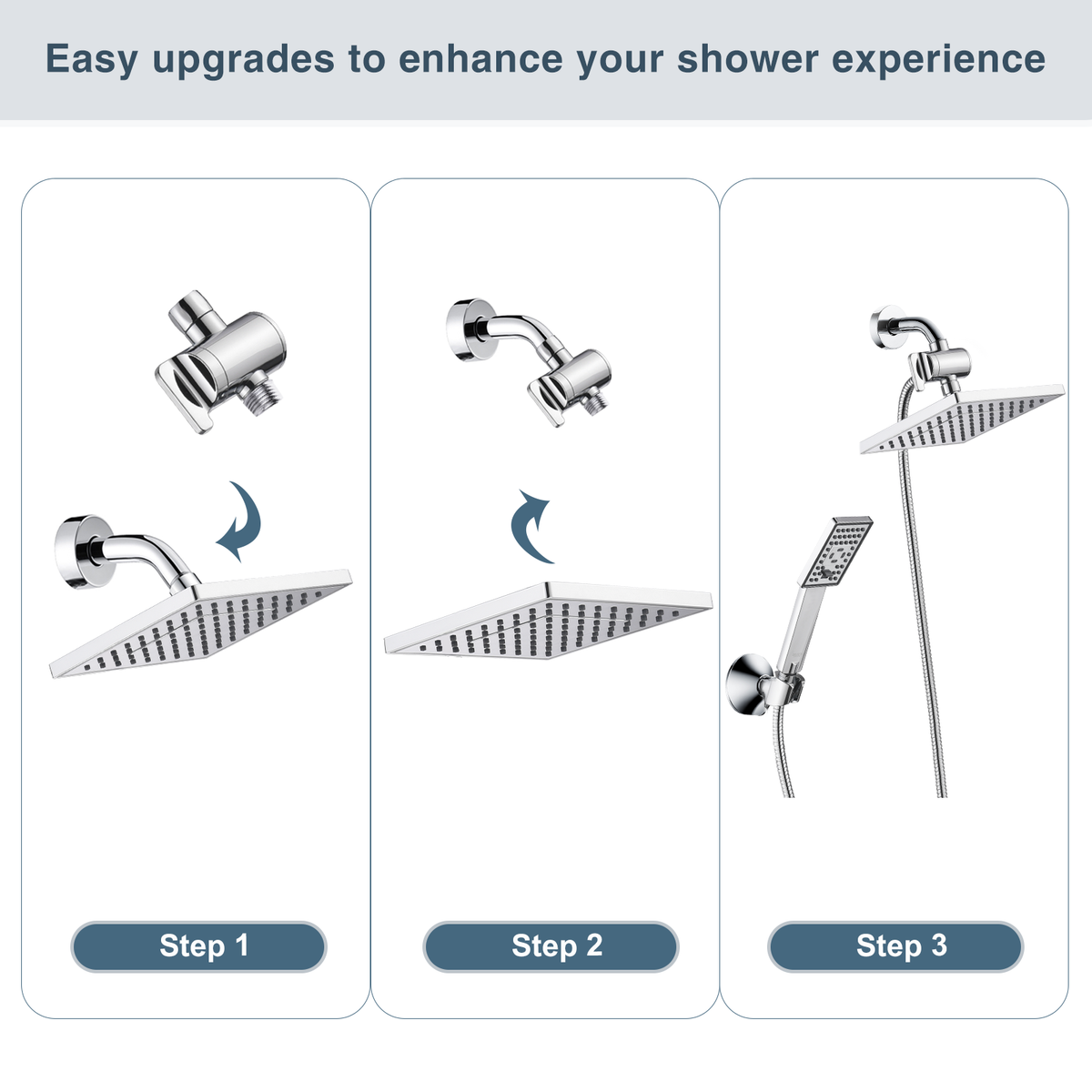 3-Way Shower Head Diverter Valve for Handheld and Fixed Shower Heads