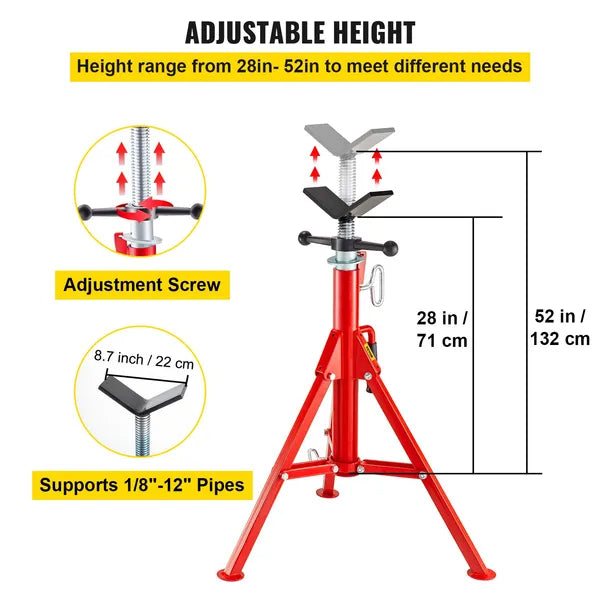 Pipe Stand Adjustable Height 28-52 Inch 2500 LB Capacity