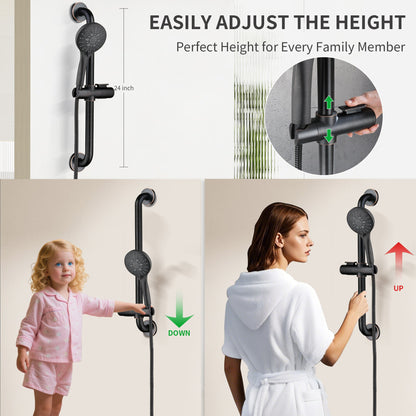 Stainless Steel Slide Bar Grab Rail Set  Includes Handheld Shower Head and 69'' Hose