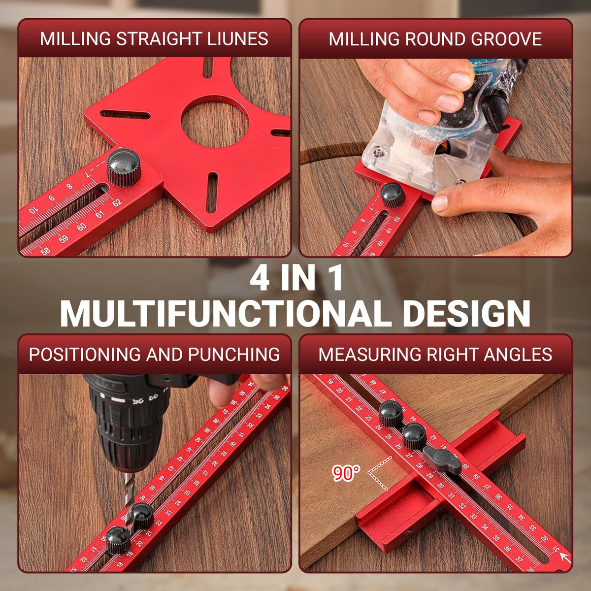 Circle Cutting Jig for Router — 5-in-1 Aluminum Alloy Woodworking Guide, Adjustable 10"–58" Large Circle Cutter