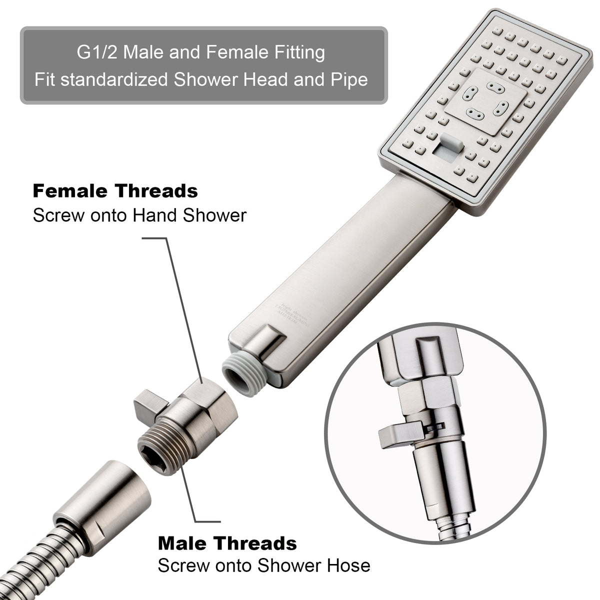Brass Shower Flow Control Valve with G1/2 Connections