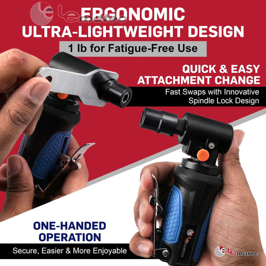 Professional Air Angle Die Grinder - 18,000 RPM with Spindle Lock-Out (LE-G1343L)