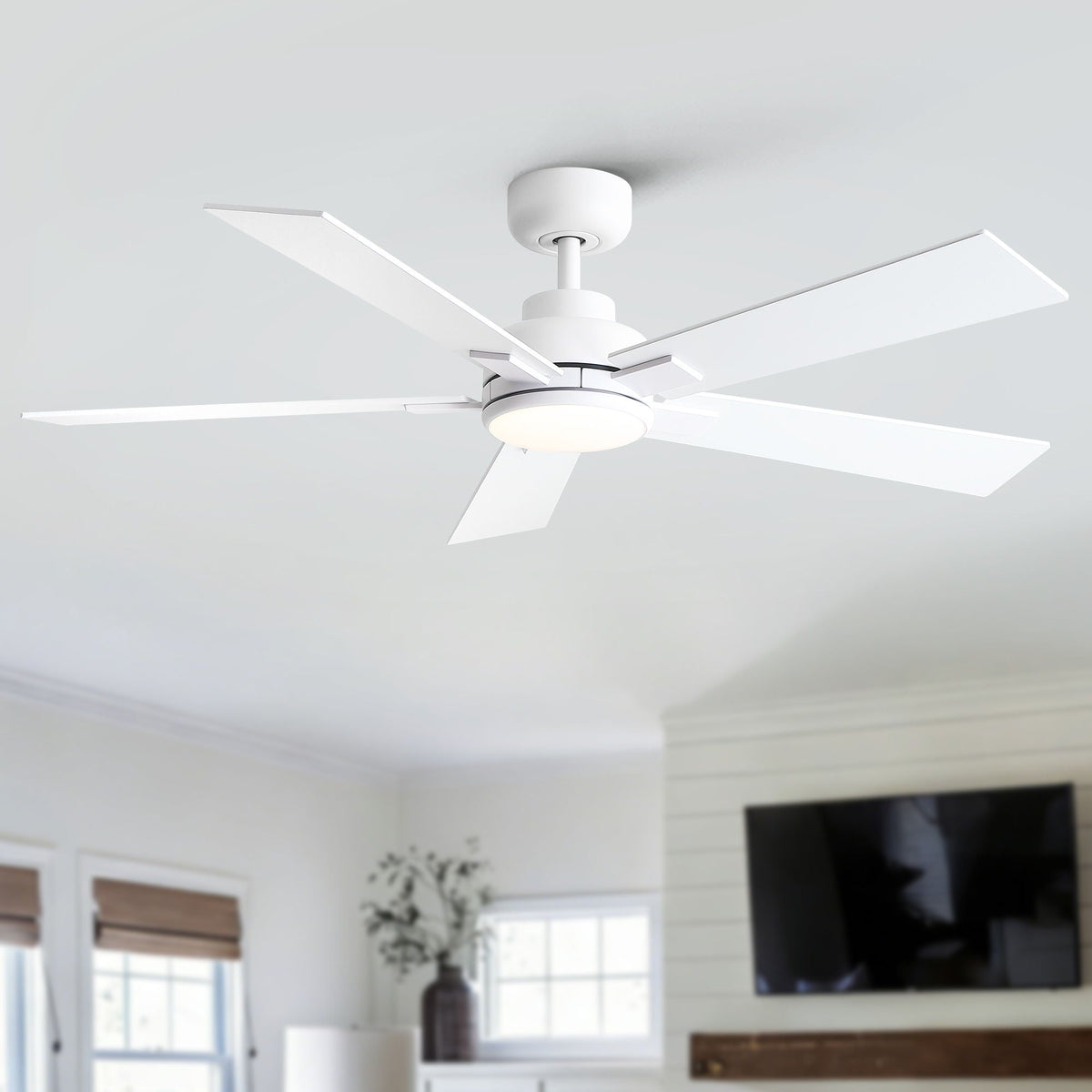 Reversible Motor Integrated LED Dimmable Ceiling Fan With Light
