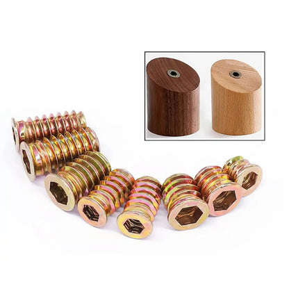 162Pcs Threaded Wood Inserts Kit - Carbon Steel Zinc Plated Furniture Nuts