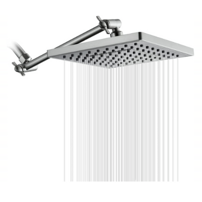 Bright Showers 8-Inch Square Rain Shower Head with 10-Inch Adjustable Extension Arm
