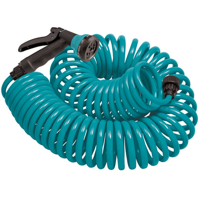 25' Blue Coil Hose w/8-Pattern Plastic Nozzle 26381