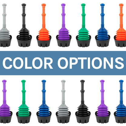 Antimicrobial Bellows Accordion Toilet Plunger with Black Storage Tray (Blue)