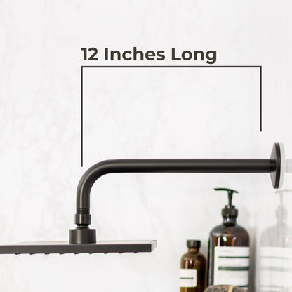 12 in. L-Shaped Shower Head Extension Arm (Black Finish)