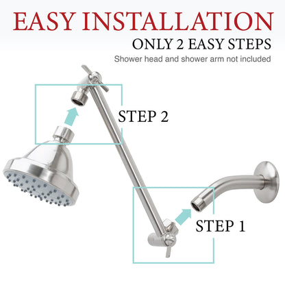 10 in. Solid Brass Shower Head Extension Arm (Stainless Steel Finish)
