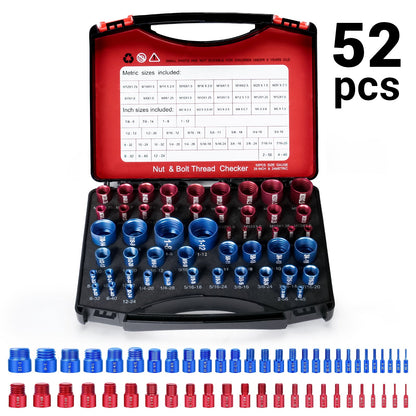 Nut and Bolt Thread Checker Standard and Metric, 44 Male/Female Bolt Size Finder Thread Gauge (23 Standard & 21 Metric), for Bolt and Nut Size Chart in Narrow Areas