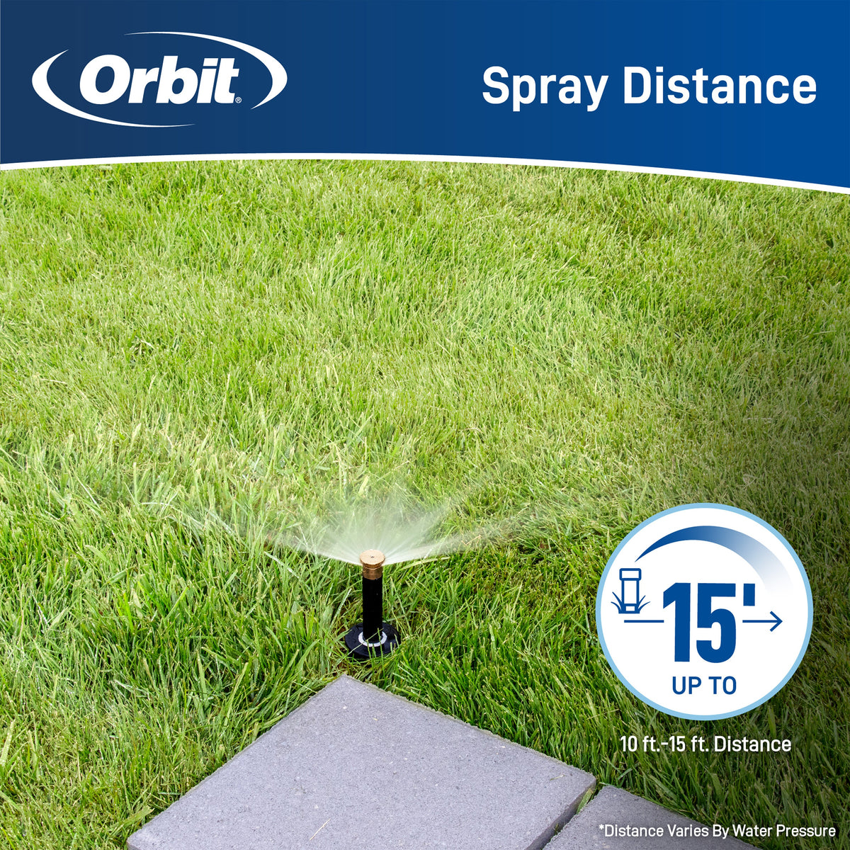 12"400 Series Spray Head w/15' Brass Adj Nozzle