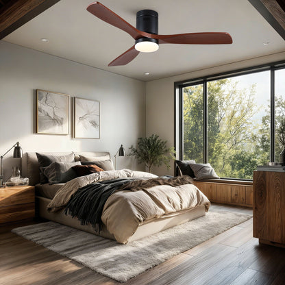 Low Profile Flush Mount Intergrated LED Ceiling Fan With Light And Silent Reversible Motor