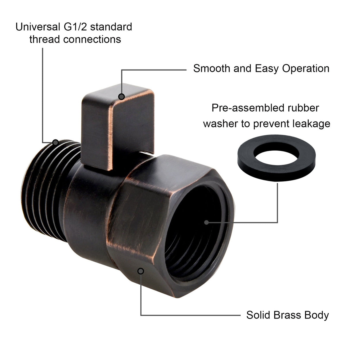 Brass Shower Flow Control Valve with G1/2 Connections