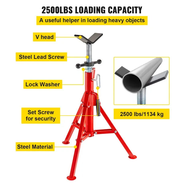 Pipe Stand Adjustable Height 28-52 Inch 2500 LB Capacity