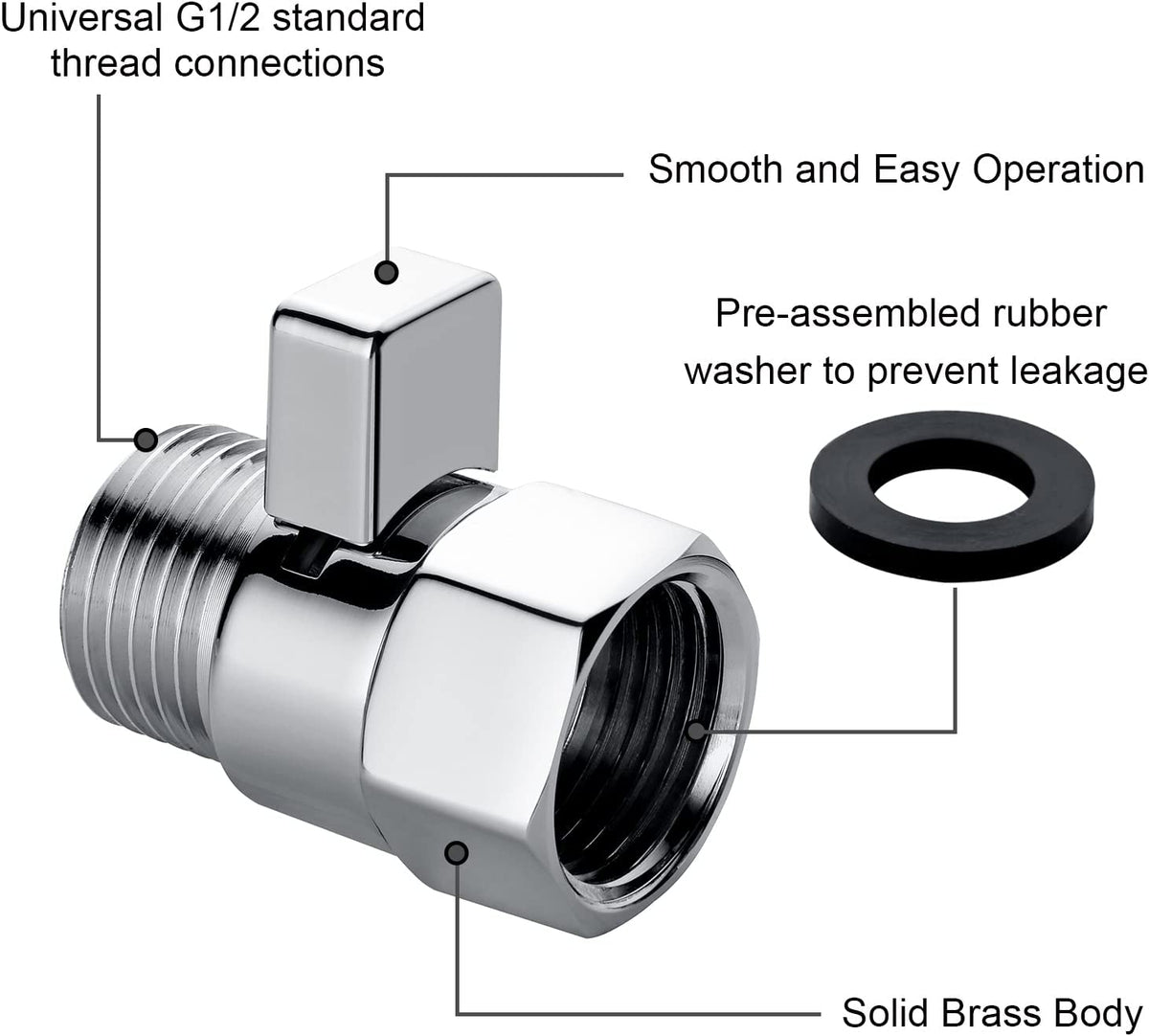 Brass Shower Flow Control Valve with G1/2 Connections