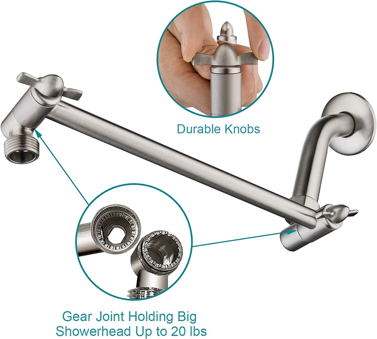 Bright Showers 8-Inch Square Rain Shower Head with 10-Inch Adjustable Extension Arm