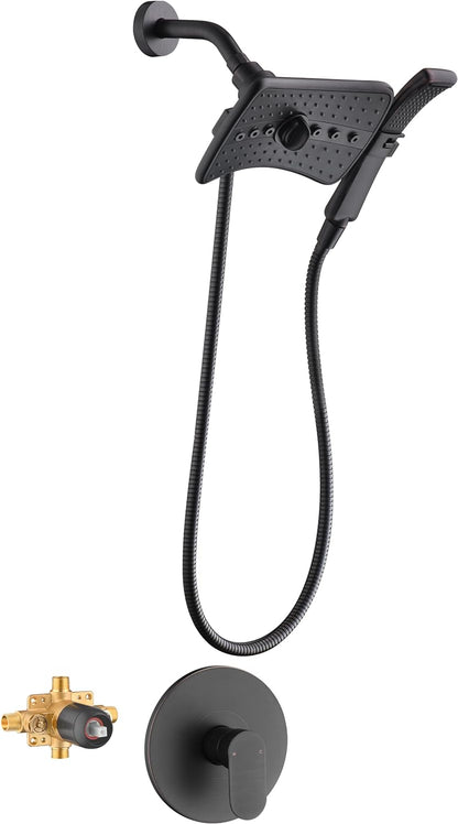 Shower Faucet Set, Rainfall and Hand Shower Head Trim with Hose, Single-Handle Shower Fixture