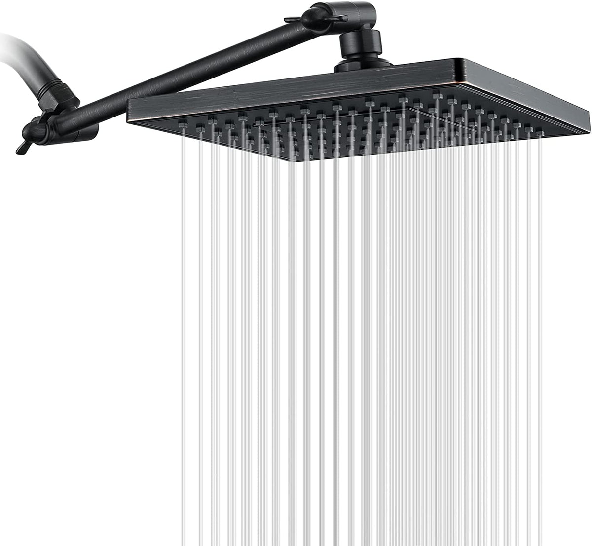 Bright Showers 8-Inch Square Rain Shower Head with 10-Inch Adjustable Extension Arm