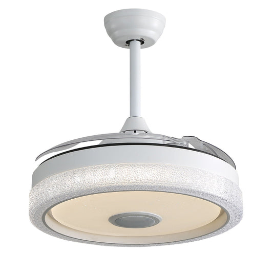 Invisible Ceiling Fan With Remote Control And 36W LED Light, 120V DC Motor, 3 Blades - White