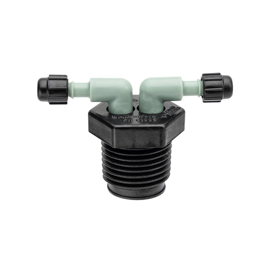 1/2" MPT x 1/4" Barb 2-Port Full Flow Drip Manifold 67035