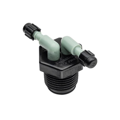 1/2" MPT x 1/4" Barb 2-Port Full Flow Drip Manifold 67035