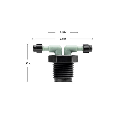 1/2" MPT x 1/4" Barb 2-Port Full Flow Drip Manifold 67035