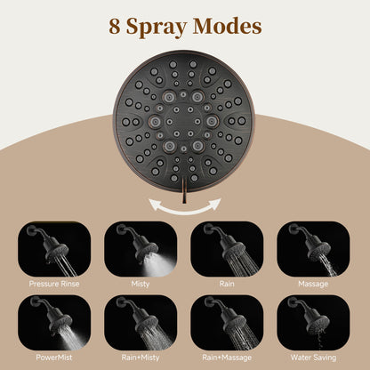 High Pressure Handheld Shower Head with 8 Spray Settings and 360° Adjustable Swivel Joint