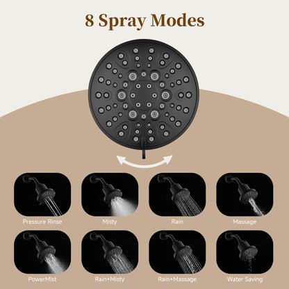 High Pressure Handheld Shower Head with 8 Spray Settings and 360° Adjustable Swivel Joint