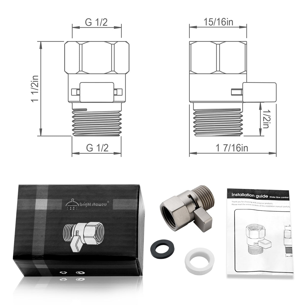 Brass Shower Flow Control Valve with G1/2 Connections