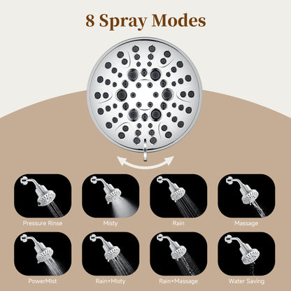 High Pressure Handheld Shower Head with 8 Spray Settings and 360° Adjustable Swivel Joint