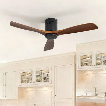 Ceiling Fan With 3 Solid Blades, Remote Controlled Reversible DC Motor - Black
