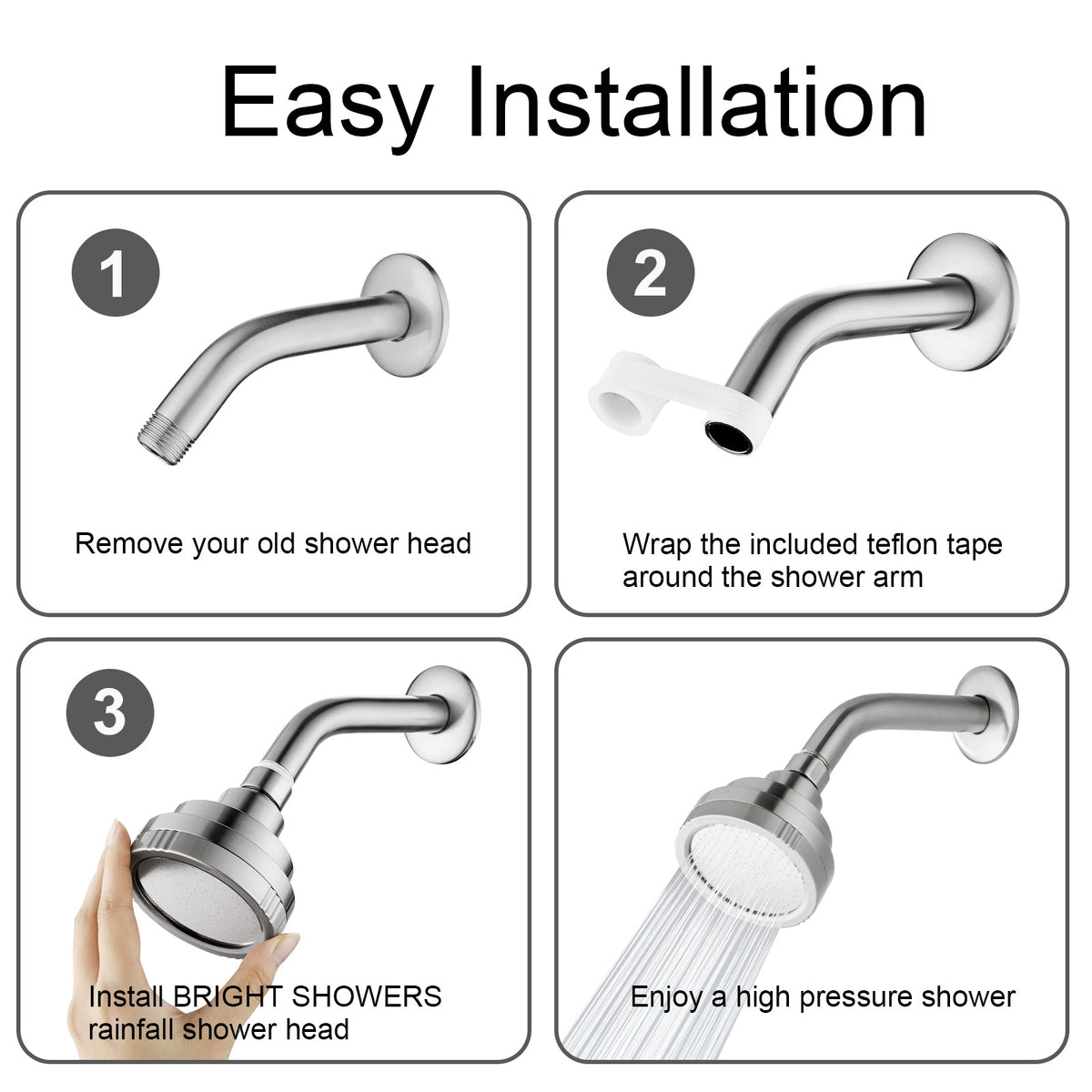 High Pressure Rain Shower Head, Angle Adjustable